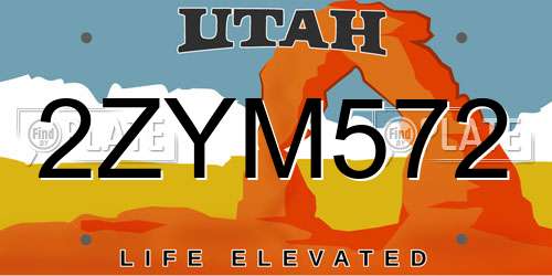 2ZYM572 Utah License Plate