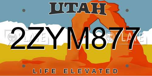 2ZYM877 Utah License Plate