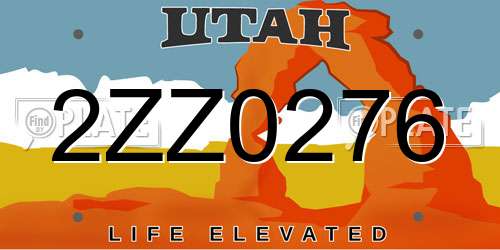 2ZZ0276 Utah License Plate