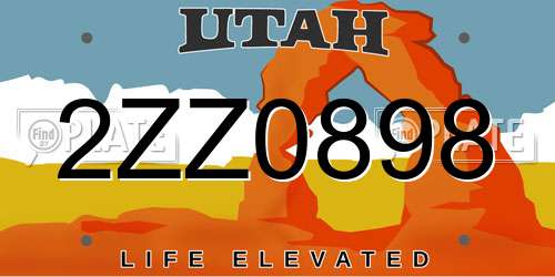 2ZZ0898 Utah License Plate