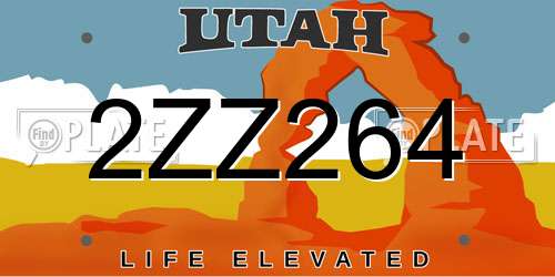 2ZZ264 Utah License Plate
