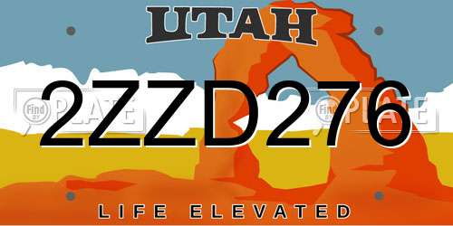 2ZZD276 Utah License Plate