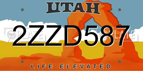 2ZZD587 Utah License Plate