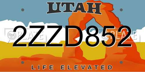2ZZD852 Utah License Plate