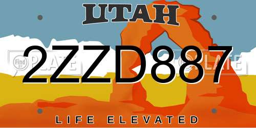 2ZZD887 Utah License Plate