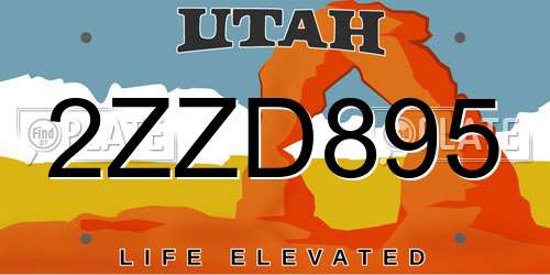 2ZZD895 Utah License Plate