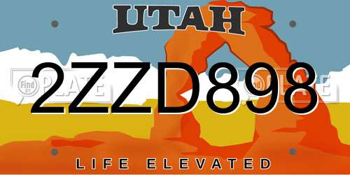 2ZZD898 Utah License Plate
