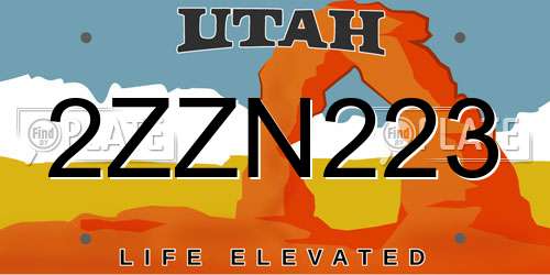 2ZZN223 Utah License Plate