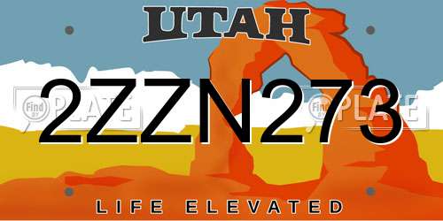 2ZZN273 Utah License Plate