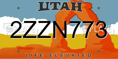 2ZZN773 Utah License Plate
