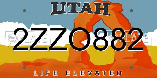 2ZZO882 Utah License Plate