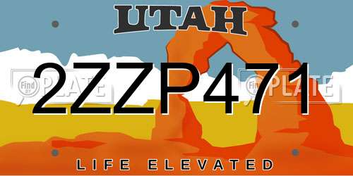 2ZZP471 Utah License Plate