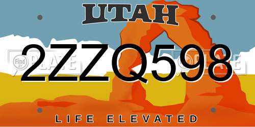 2ZZQ598 Utah License Plate