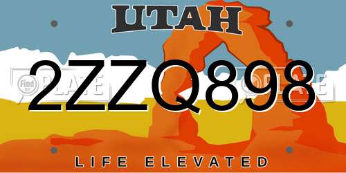2ZZQ898 Utah License Plate