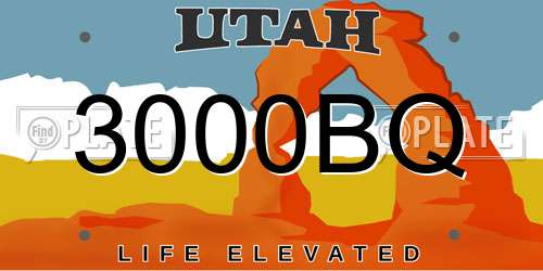 3000BQ Utah License Plate