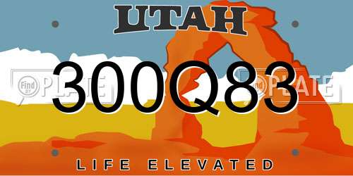300Q83 Utah License Plate