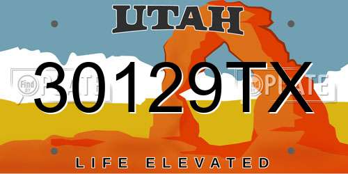 30129TX Utah License Plate