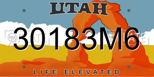 30183M6 Utah License Plate