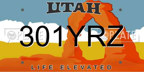 301YRZ Utah License Plate