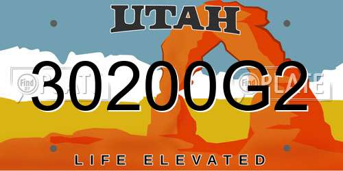 30200G2 Utah License Plate