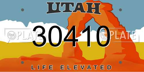 30410 Utah License Plate