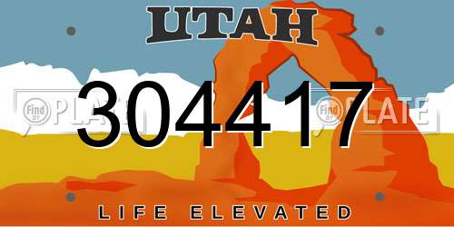 304417 Utah License Plate