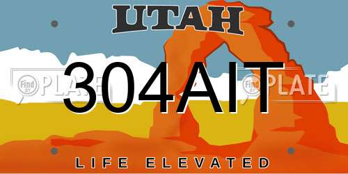 304AIT Utah License Plate