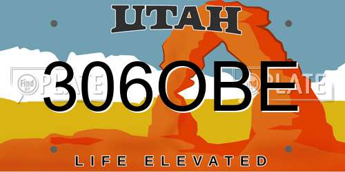 306OBE Utah License Plate