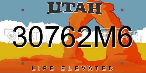 30762M6 Utah License Plate