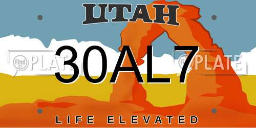 30AL7 Utah License Plate