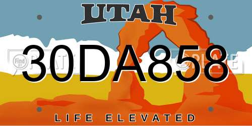 30DA858 Utah License Plate