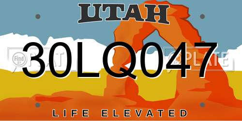30LQ047 Utah License Plate