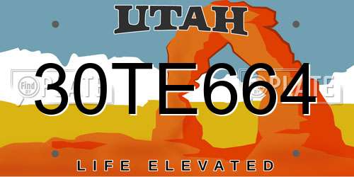 30TE664 Utah License Plate