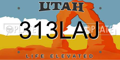 313LAJ Utah License Plate