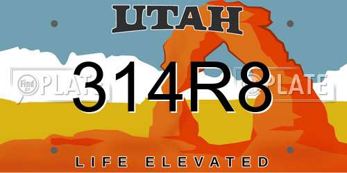 314R8 Utah License Plate