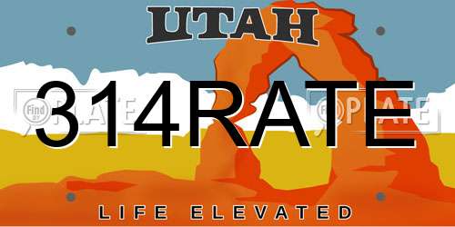314RATE Utah License Plate