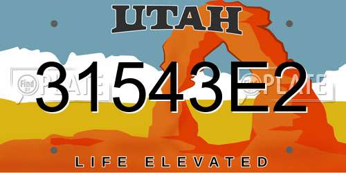 31543E2 Utah License Plate