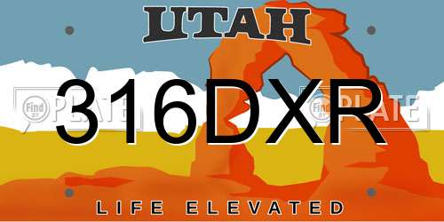 316DXR Utah License Plate