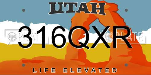 316QXR Utah License Plate