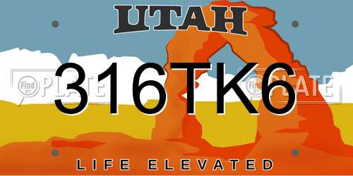 316TK6 Utah License Plate