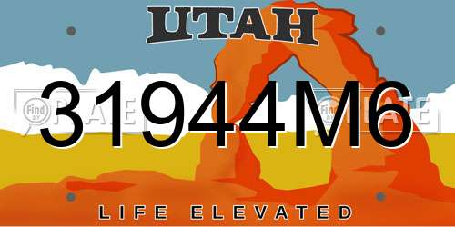 31944M6 Utah License Plate