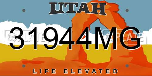 31944MG Utah License Plate