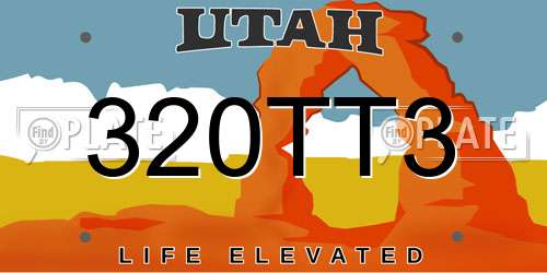 320TT3 Utah License Plate