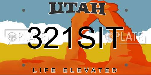 321SIT Utah License Plate