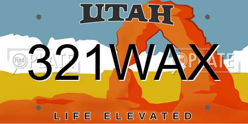 321WAX Utah License Plate