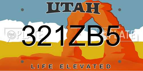 321ZB5 Utah License Plate