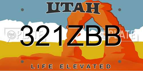 321ZBB Utah License Plate