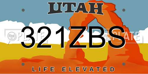 321ZBS Utah License Plate