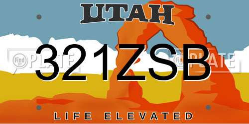 321ZSB Utah License Plate