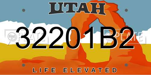 32201B2 Utah License Plate